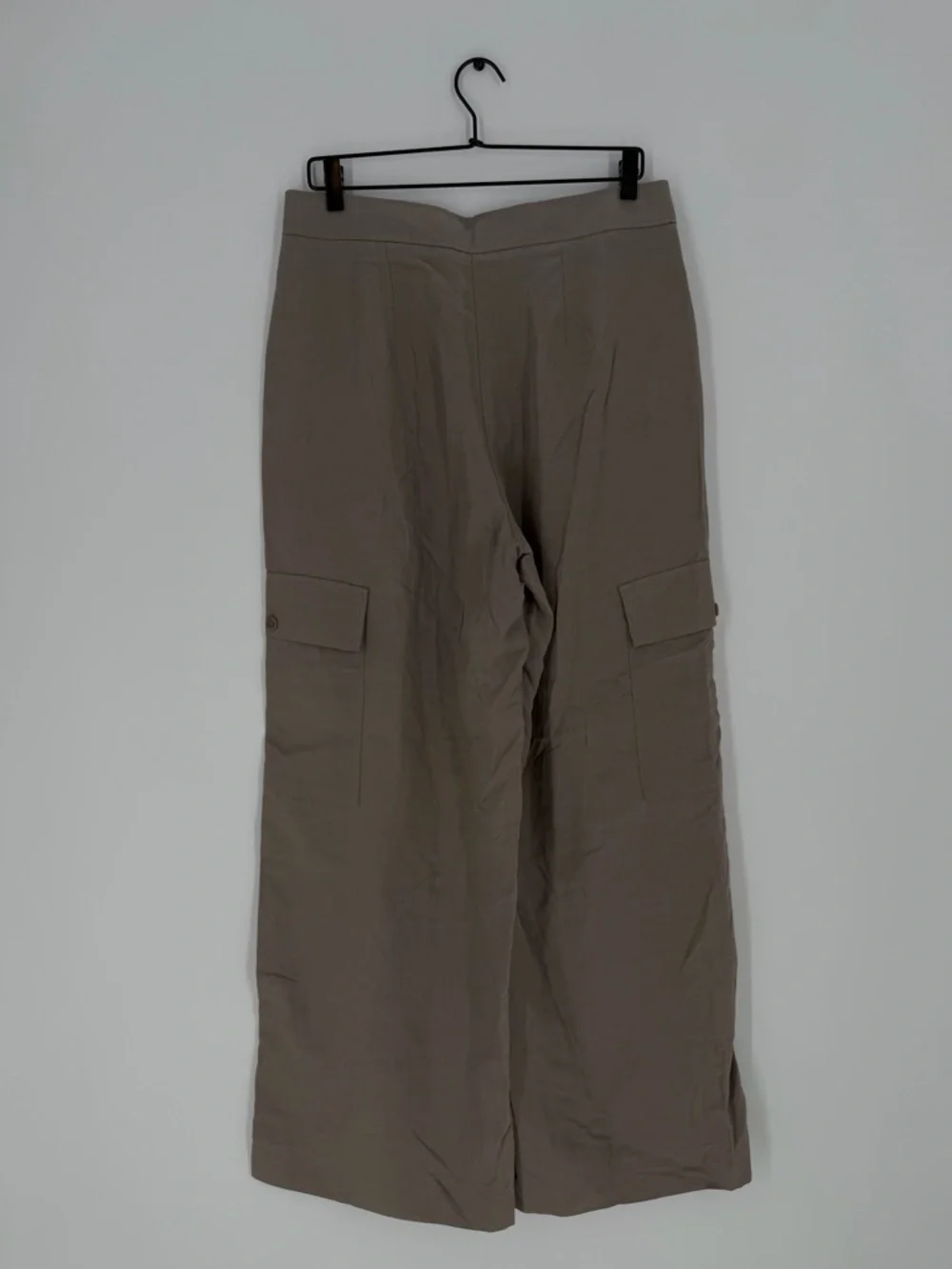 Cos Wide Leg Linen Blend Cargo Trousers In Stone